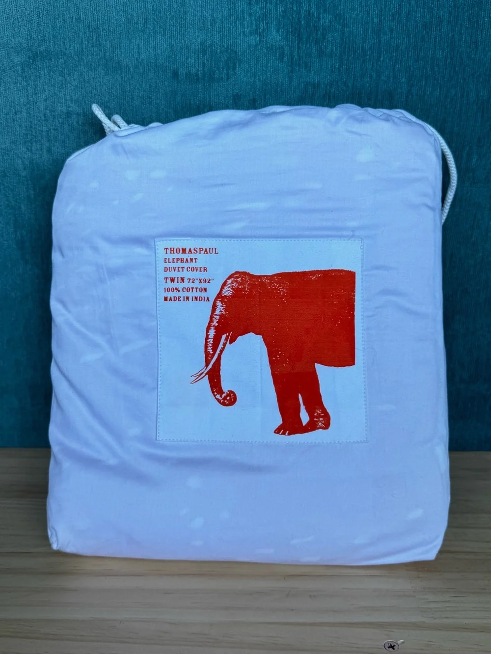 Thomas Paul - Elephant Twin Duvet Cover - Orange on White